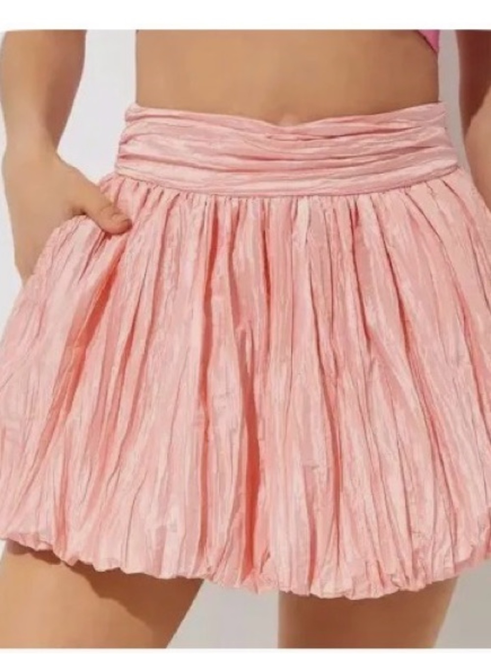 Love Shack Fancy Pleated Pink Mini Skirt
